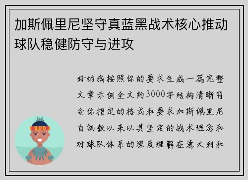 加斯佩里尼坚守真蓝黑战术核心推动球队稳健防守与进攻